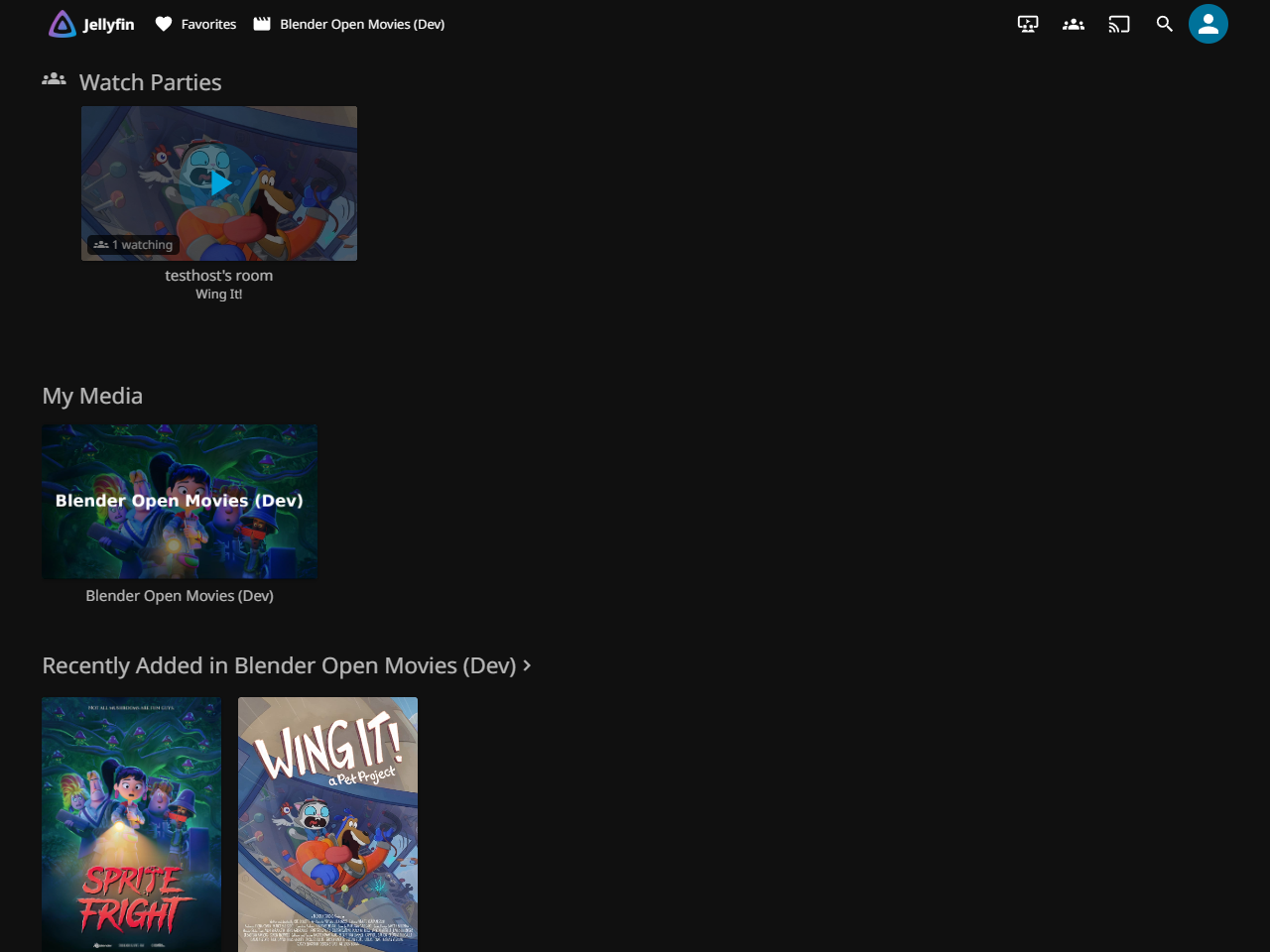 Active watch parties on the Jellyfin home page