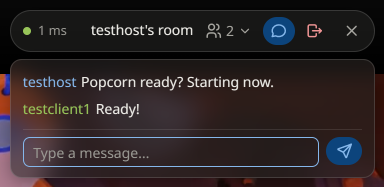 Close-up of the room bar with its chat composer open